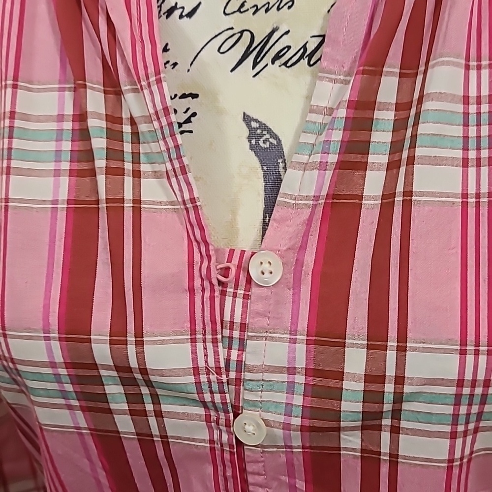 J Crew NWT Plaid Mini Dress Ruffle Trim Sweet Briar Marine Salt Pink - Picture 5 of 10